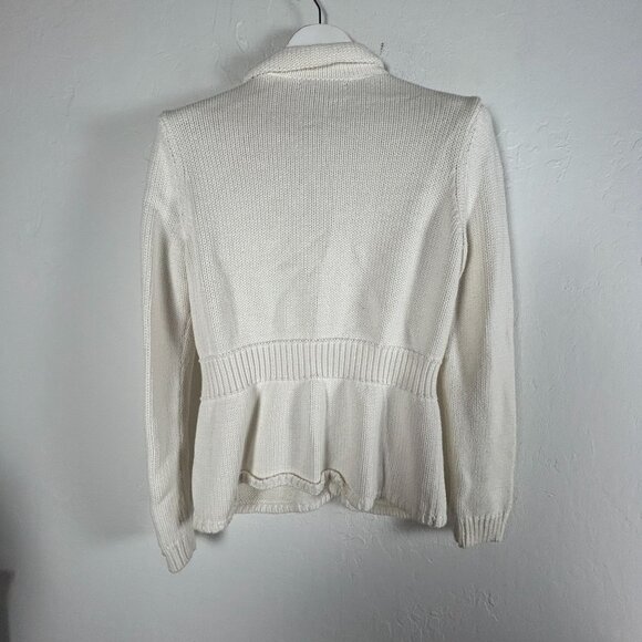 Lauren Ralph Lauren Womens Cotton Knit Cardigan Sweater Size Large White Pockets - Picture 2 of 8